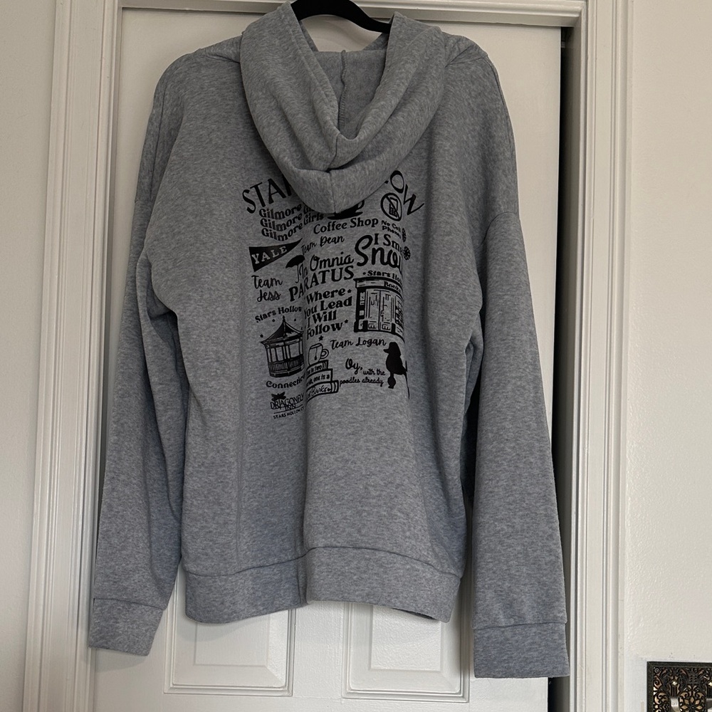 Gray Stars Hollow Graphic Hooded Sweatshirt - Picture 5 of 10